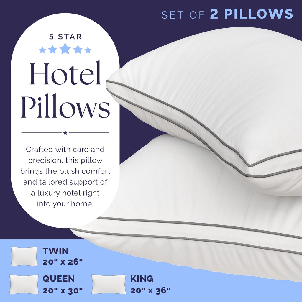 Decorative Plump Bed Pillows Queen Size Set of 2 - Luxury Down Alternative Pillow - 5 Star Hotel Pillows for Back, Side and Stomach Sl... - Decorative Throw Pillow Cushion for Sofa & Bed Detail