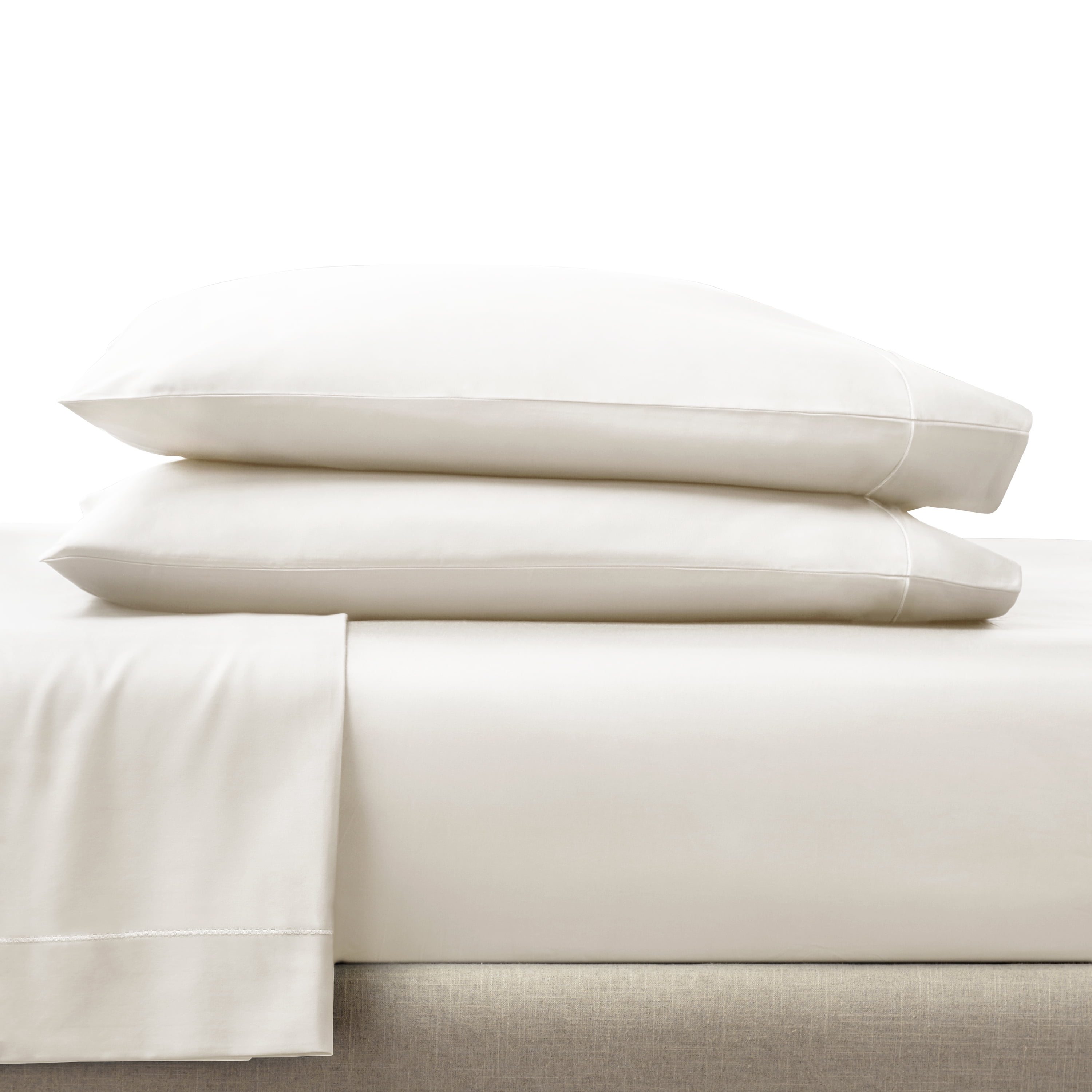 Premium Egyptian Cotton 4-Piece 400 Thread Count Vanilla Dream Performance Bed Sheet Set, King - Premium Ultra-Soft Pillowcase Pair for Sleeping Detail