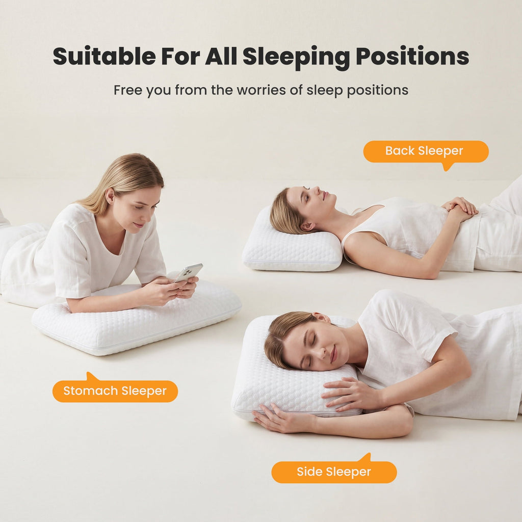 Orthopedic Support Memory Foam Pillow for Sleeping, Gel Cooling Bed Pillow with Breathable Mesh and Washable Cover for Back and Side Sle... - Orthopedic Shredded Foam Bed Pillow Set Detail