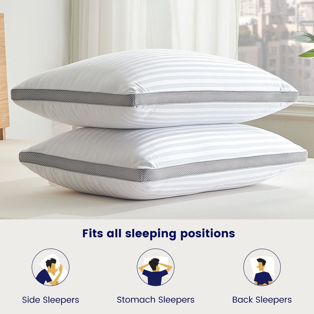 Ergonomic Memory Foam Bed Pillows for Sleeping, Queen Size Set of 2, Sandwich Mesh with Breathable Sides, Premium Medium pillows for Back, ... - Ergonomic Memory Foam Pillow for Neck Pain Support Detail