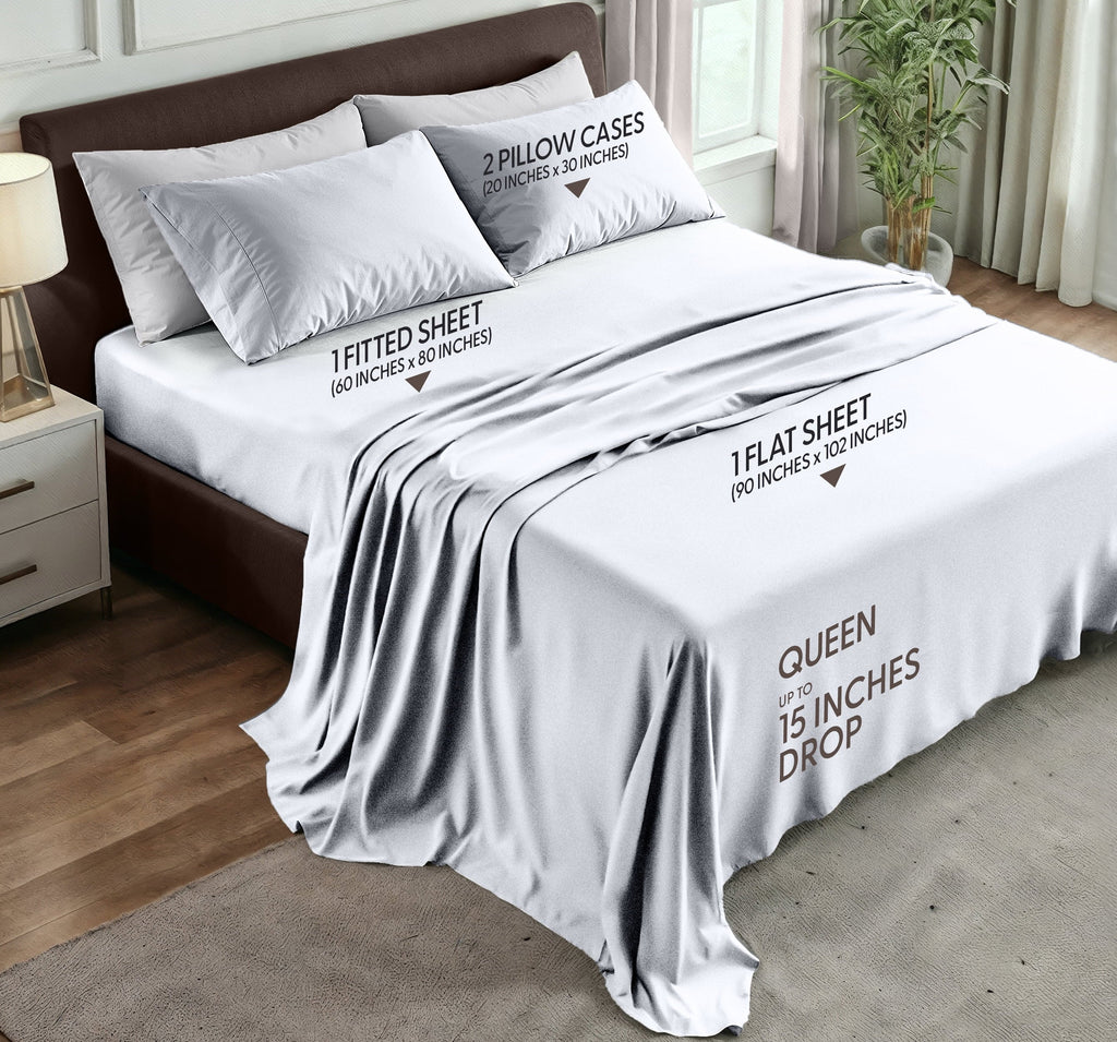 Ultra-Soft Queen Size Bed Sheet Set in Bright White – 4 Piece Microfiber Sheets, Ultra-Soft, Deep Pocket, Wrinkle-Resistant, Eas... - Luxury Bed Sheet Set with Deep Pockets Detail