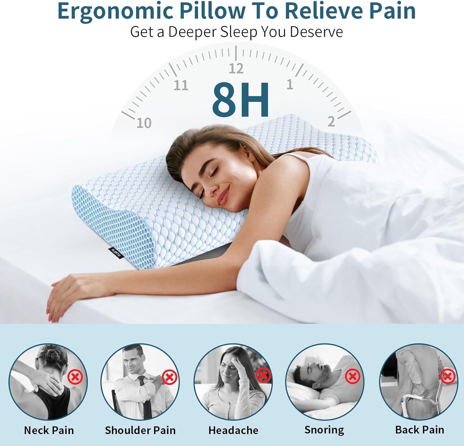 Decorative Plump for Neck Pain Relief, Contour Memory Foam s for Sleeping, Odorless Ergonomic Adjustable Orthopedic Cooling Bed Neck S... - Hotel Quality Plush Sleeping Pillows Detail