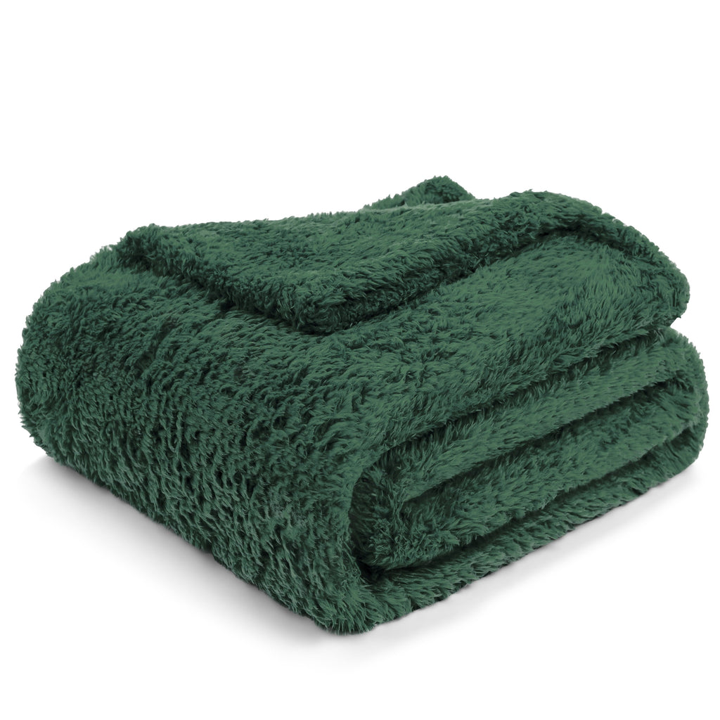 Reversible Sherpa Sherpa Throw Blanket For Couch Sofa, Emerald Green Fluffy Warm Plush Blanket for Bed, Cozy Super Soft Lightweight Thr... - Cozy Fleece Throw Blanket for Couch & Bed Detail