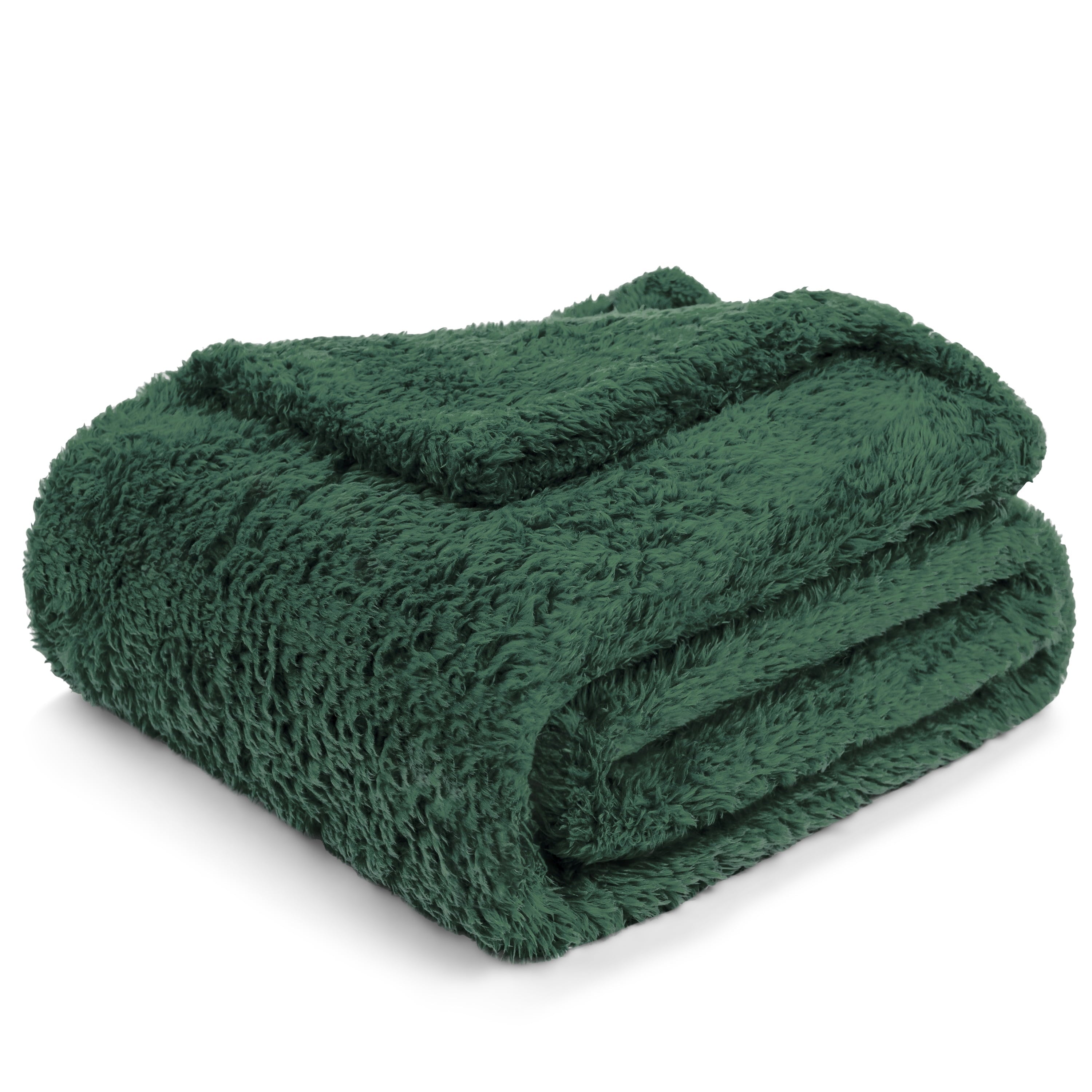 Reversible Sherpa Sherpa Throw Blanket For Couch Sofa, Emerald Green Fluffy Warm Plush Blanket for Bed, Cozy Super Soft Lightweight Thr... - Cozy Fleece Throw Blanket for Couch & Bed Detail
