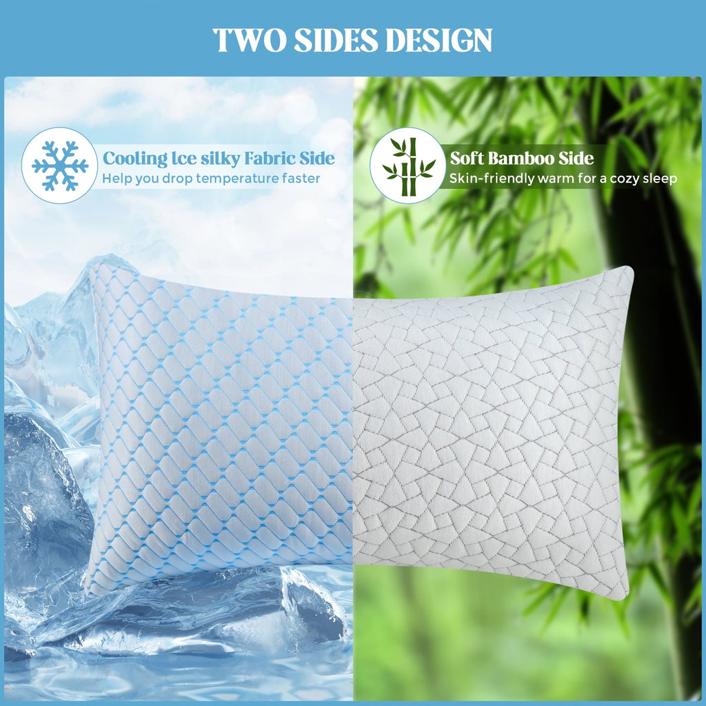 Fluffy Shredded Shredded Memory Foam Pillows Standard Size Set of 2, Regulating Reversible Cooling Pillow Bed Pillow for Bed, Adjusta... - Decorative Throw Pillow Cushion for Sofa & Bed Detail