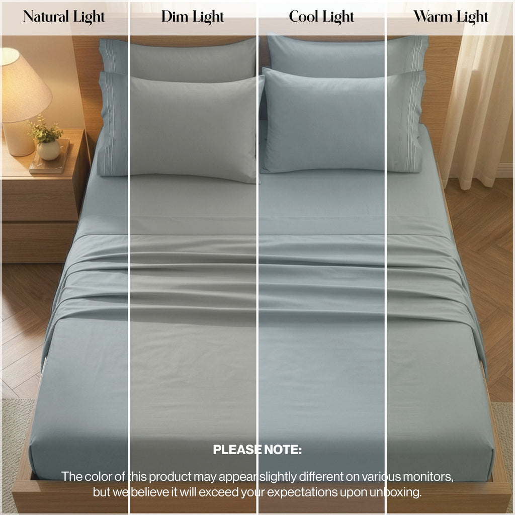 Premium Egyptian Cotton Bed Sheets - 6 Piece Ultra-Soft Microfiber Sheets Set, Deep Pocket Fitted Sheet, Flat Sheet & 4 Pillowcases, Breathab... - Cooling Hotel Quality Bedding Sheets and Pillowcases Detail