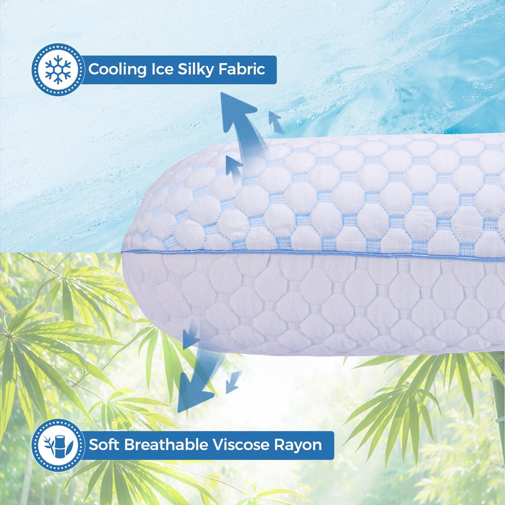 Fluffy Shredded Memory Foam Pillow for Bed, Firm Cooling Pillow with Washable Cover, Supportive Bed Pillow for Side,Stomach and Back ... - Hotel Quality Plush Sleeping Pillows Detail