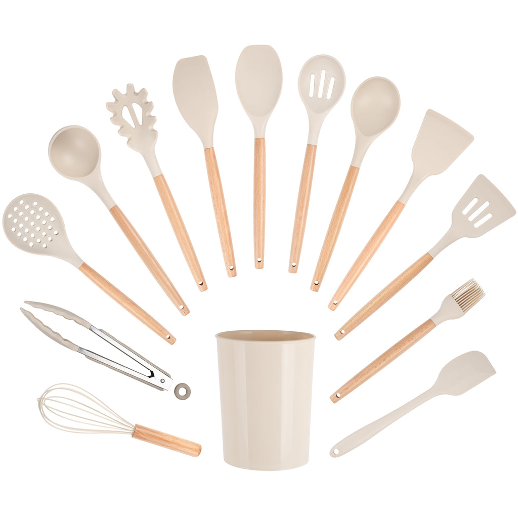 Ergonomic Cooking 14pcs Cooking Utensil Set with Caddy - Ergonomic Kitchen Tongs and Cooking Spoon Utensil Detail