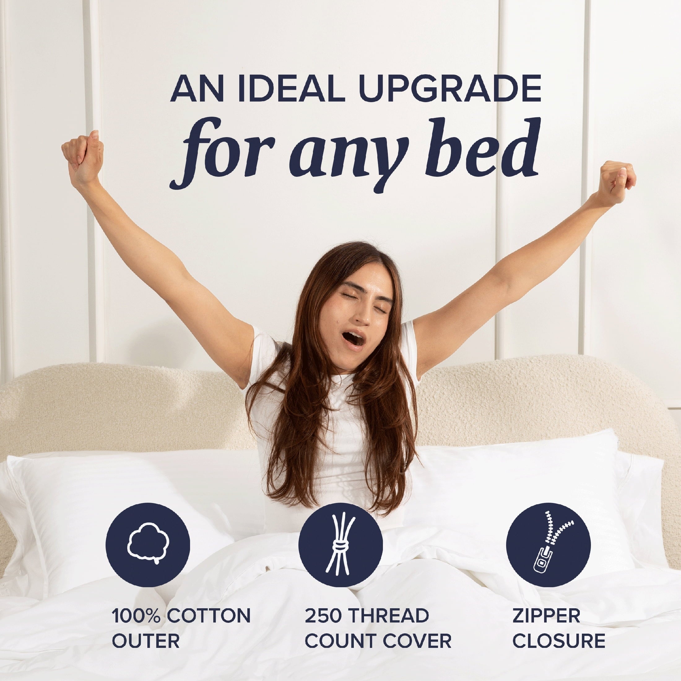 Hotel Collection Customizable Down Alternative Queen Pillow 1 Pack, Adult - Ergonomic Memory Foam Pillow for Neck Pain Support Detail
