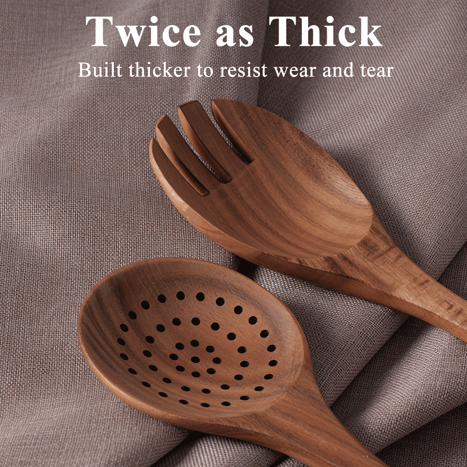 Premium Silicone Wooden Spoons for Cooking, 8 Pcs Natural Wooden Utensil for Cooking with Non-Stick, Heat Resistant, Wood... - Premium Stainless Steel Cooking Utensil for Non-Stick Pots Detail
