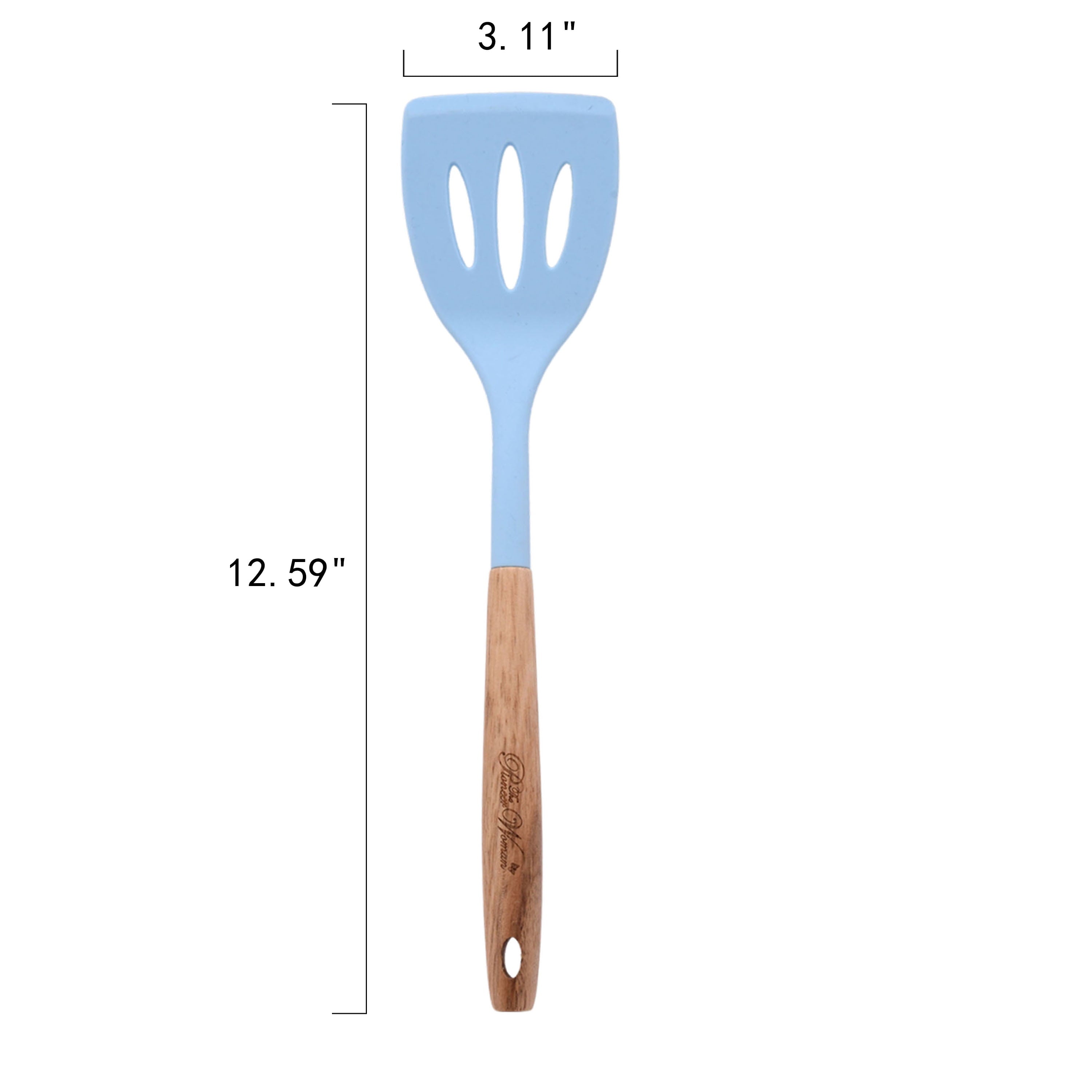 High-Precision 10-Piece Silicone and Acacia Wood Handle Cooking Utensils Set, Blue - Heavy Duty Stainless Steel Kitchen Shears Detail