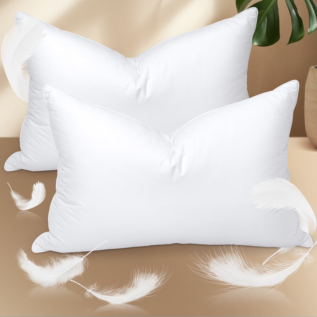 Decorative Plump Pillows and Bed Pillows Queen Size for Sleeping,With 2 Set of Soft Cotton Cover- Pack of 2 - Ergonomic Memory Foam Pillow for Neck Pain Support Detail