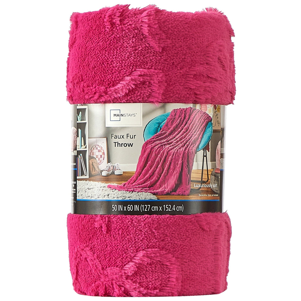 Reversible Sherpa Gen Z 50" x 60"Carved Bow Faux Fur Throw - Lightweight Plush Warm Blanket for All Seasons Detail