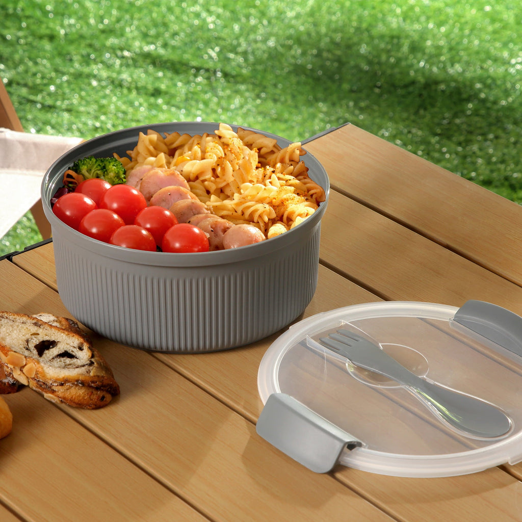 Deliciously Squishy Food Storage Bento Container, Round, Grey, 47oz Capacity, Ideal Use for Workday Meals and Travel - Fun Food Fidget Cookie Squishable Toy Detail