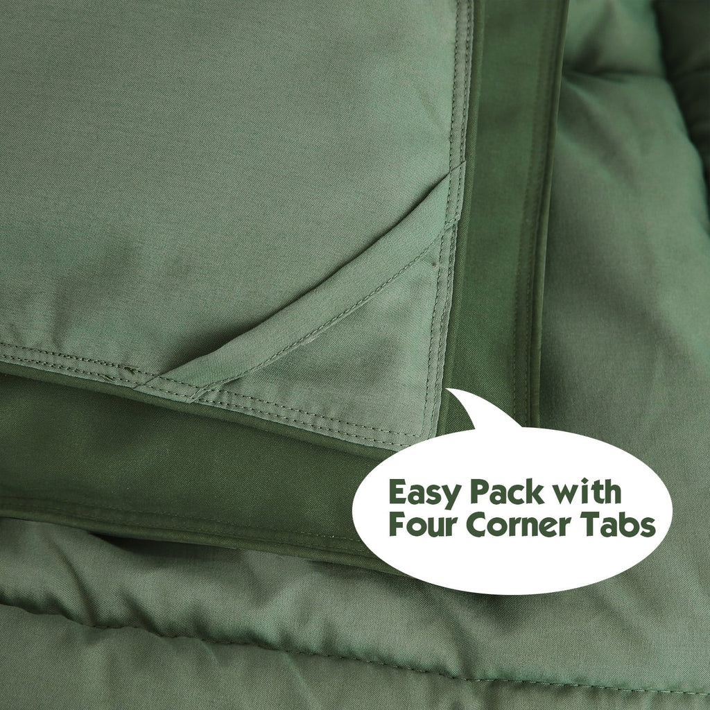 Fluffy Down Alternative Light Weight Down Alternative Comforter Set, Queen, Green, Reversible - Hypoallergenic Ultra-Fluffy Quilt for Winter Detail