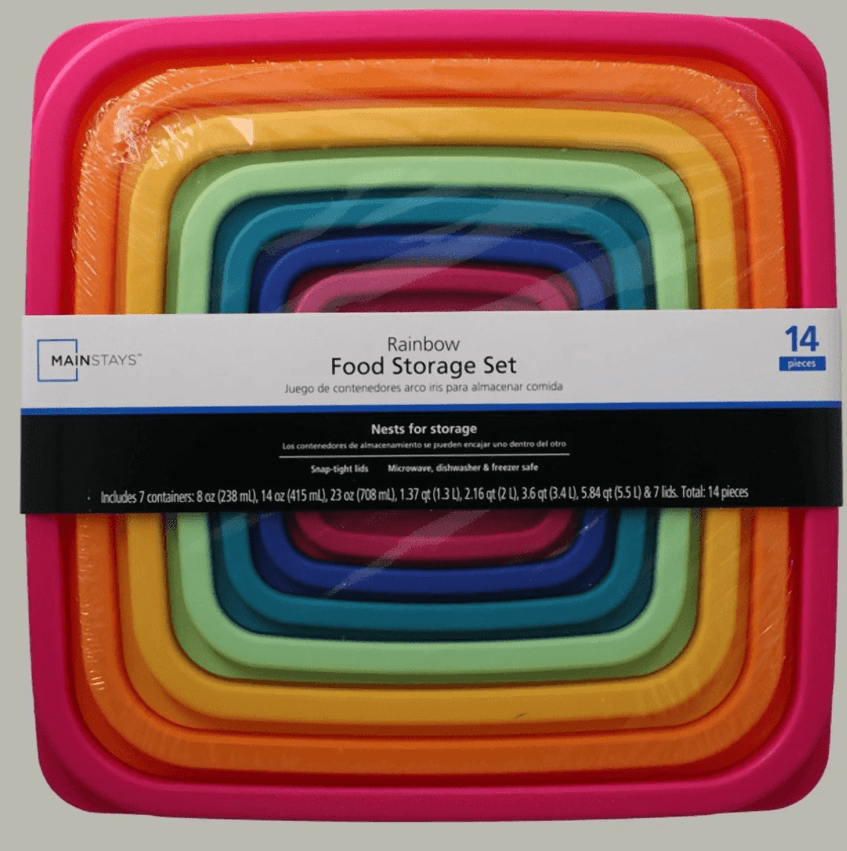 Sweet Treat Shaped Plastic Rainbow Food Storage Set, Multi Color, 14 Count, Best Used for Leftover Storage and Reheating - Playful Star & Heart Shaped Geometric NeeDoh Detail