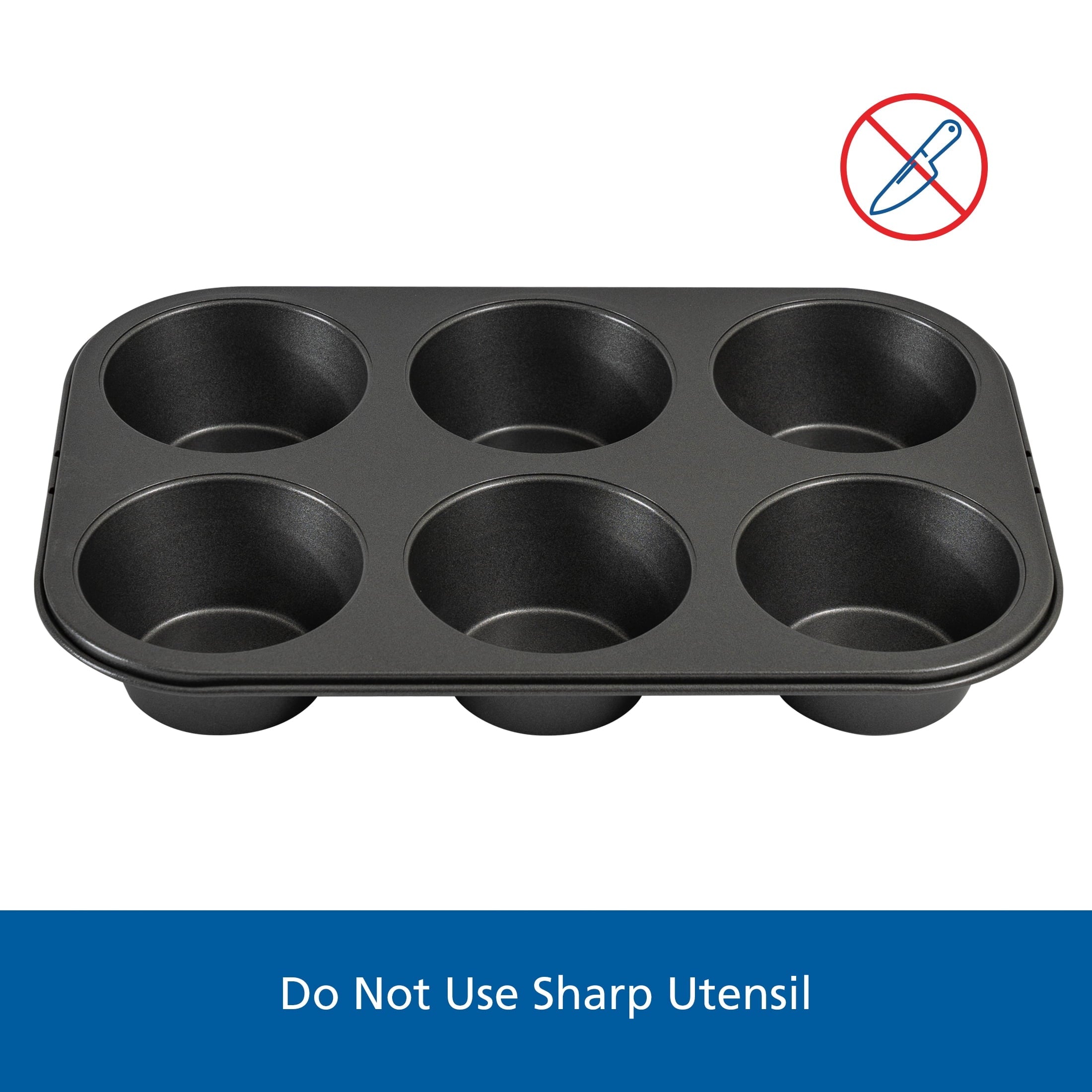 Premium Kitchen 6 Cup Jumbo Muffin Pan, Non-Stick Bakeware,3.4 inch Diameter Cups,Gray,Carbon Steel - Premium Stainless Steel Garlic Presser & Peeler Detail