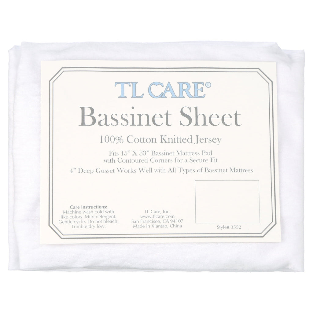 Cooling Sateen TL Care 100% Natural Breathable Cotton Jersey Knit Fitted Bassinet Sheet, White, 15" x 33", Soft Breathable, for Boys... - Luxury Bed Sheet Set with Deep Pockets Detail