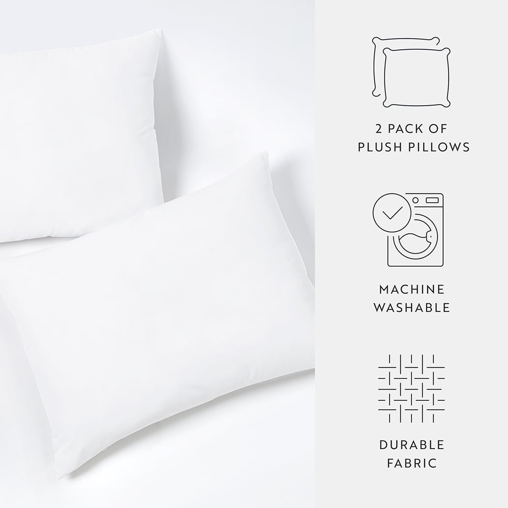 Hotel Collection Plush Bed Pillows 2-Pack For All Sleep Styles - Back, Side and Stomach Sleepers - in King Size - Hotel Quality Plush Sleeping Pillows Detail