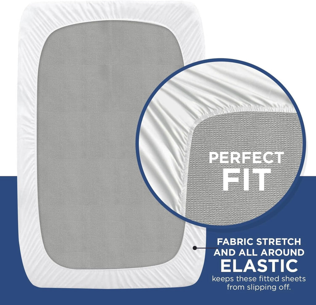 Premium Egyptian Cotton 2 Pack Fitted Hospital Bed Sheets with Elastic All Around for a Perfect Fit - Cotton Rich Soft Knitted Jersey Sheet, ... - Breathable Egyptian Cotton Flat & Fitted Sheets Detail