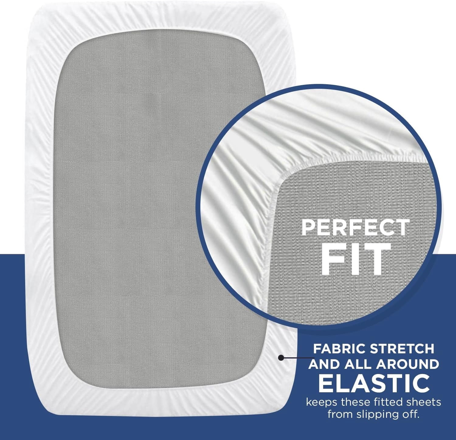 Premium Egyptian Cotton 2 Pack Fitted Hospital Bed Sheets with Elastic All Around for a Perfect Fit - Cotton Rich Soft Knitted Jersey Sheet, ... - Breathable Egyptian Cotton Flat & Fitted Sheets Detail