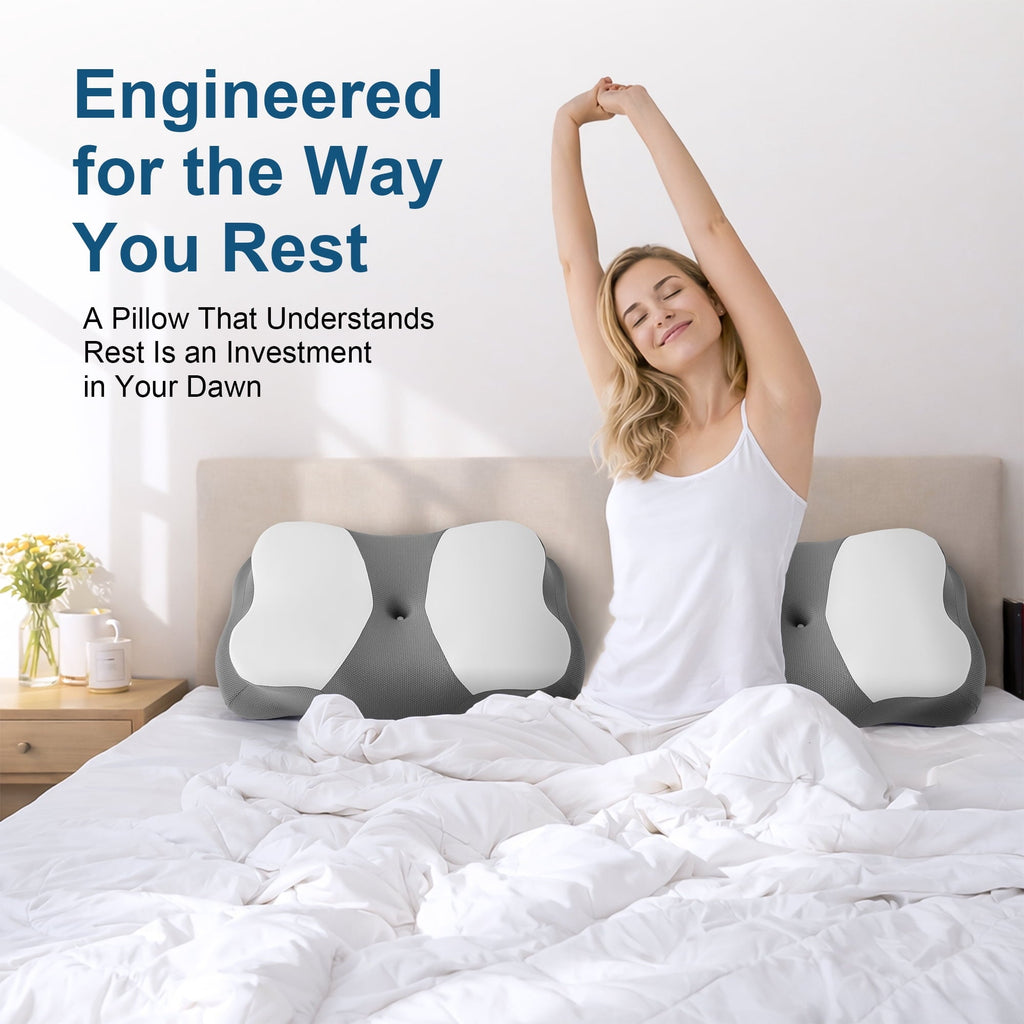 Decorative Plump Memory Foam Cervical Pillow for Sleeping Support - Orthopedic Bed Pillow for Neck, Shoulder Pain Relief, Adults, Side... - Decorative Throw Pillow Cushion for Sofa & Bed Detail