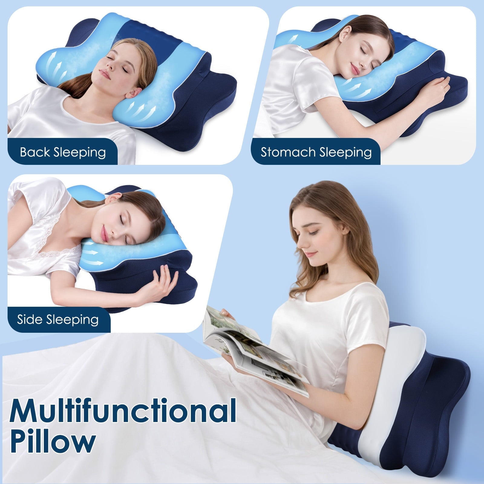Orthopedic Support Cervical Neck Pillow for Pain Relief Sleeping, Memory Foam Pillow Neck Pillow Bed Pillow with Pillowcase for Side Bac... - Decorative Throw Pillow Cushion for Sofa & Bed Detail