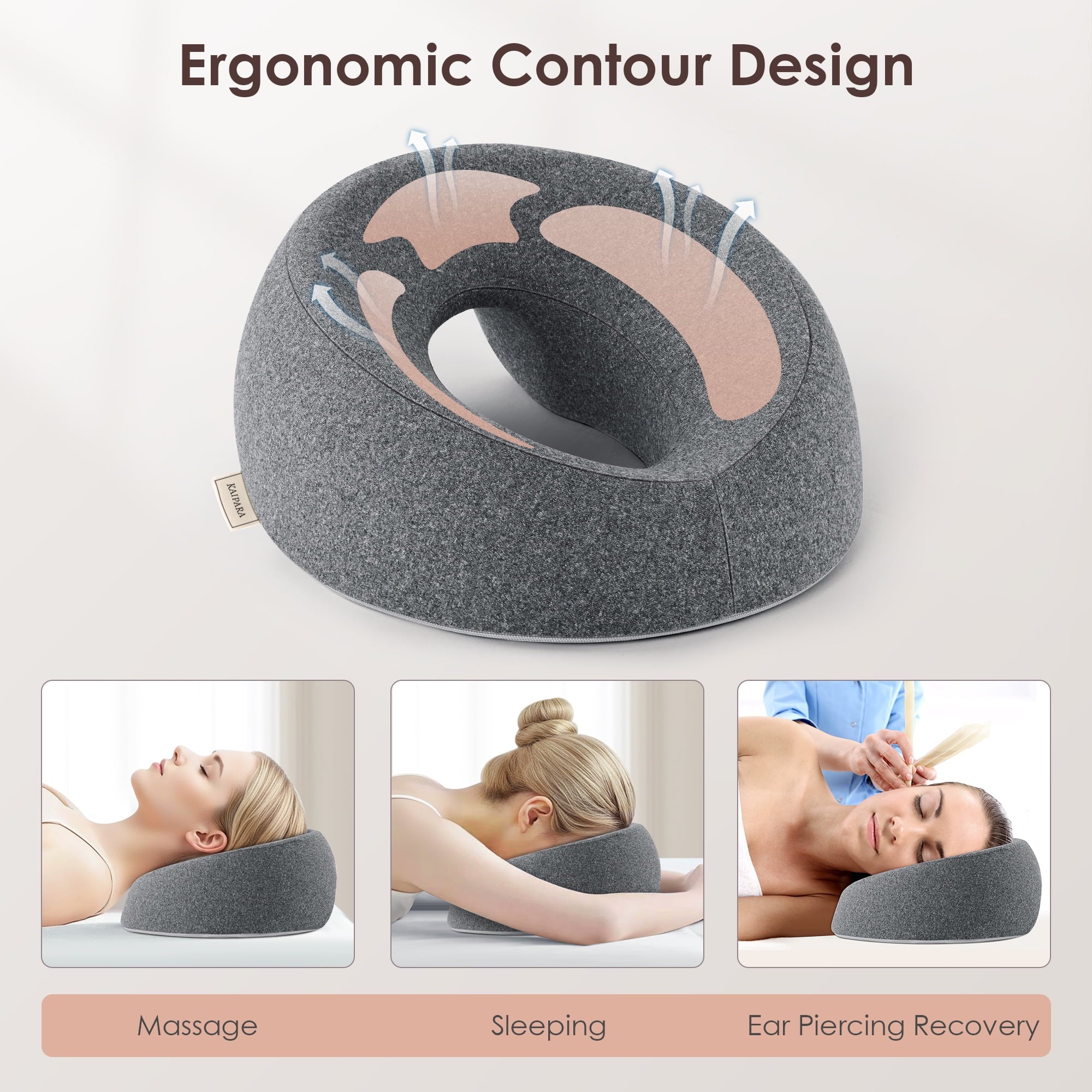 Orthopedic Support Face Down Pillow Massage Headrest for Bed, Memory Foam Pillow Face Cradle Support for Stomach Sleepers, Eye Post-Surg... - Ergonomic Memory Foam Pillow for Neck Pain Support Detail