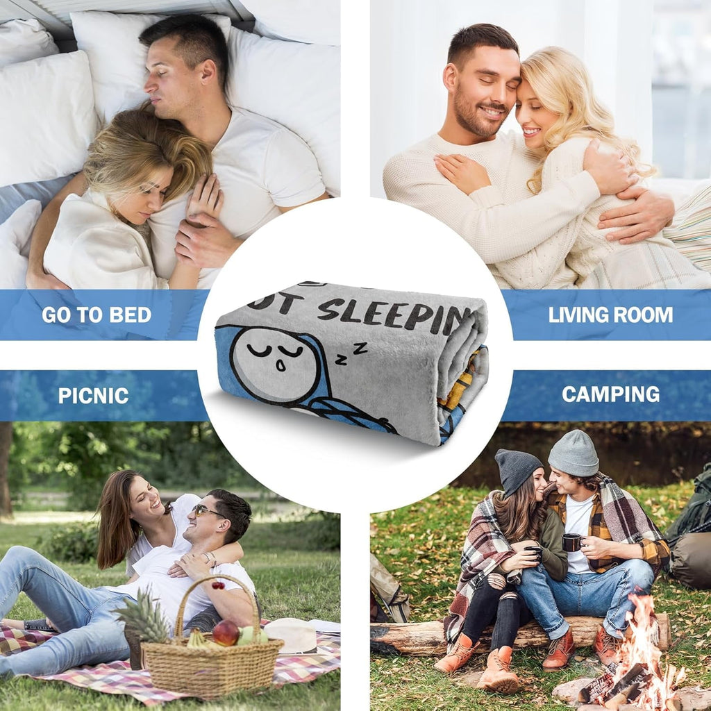 Reversible Sherpa Funny Fathers Day Dad Gifts , Dads Birthday Gifts, Dad is Not Sleeping Blanket, Super Soft Throws Blanket for Napping - Super Soft Reversible Sherpa Flannel Blanket Detail