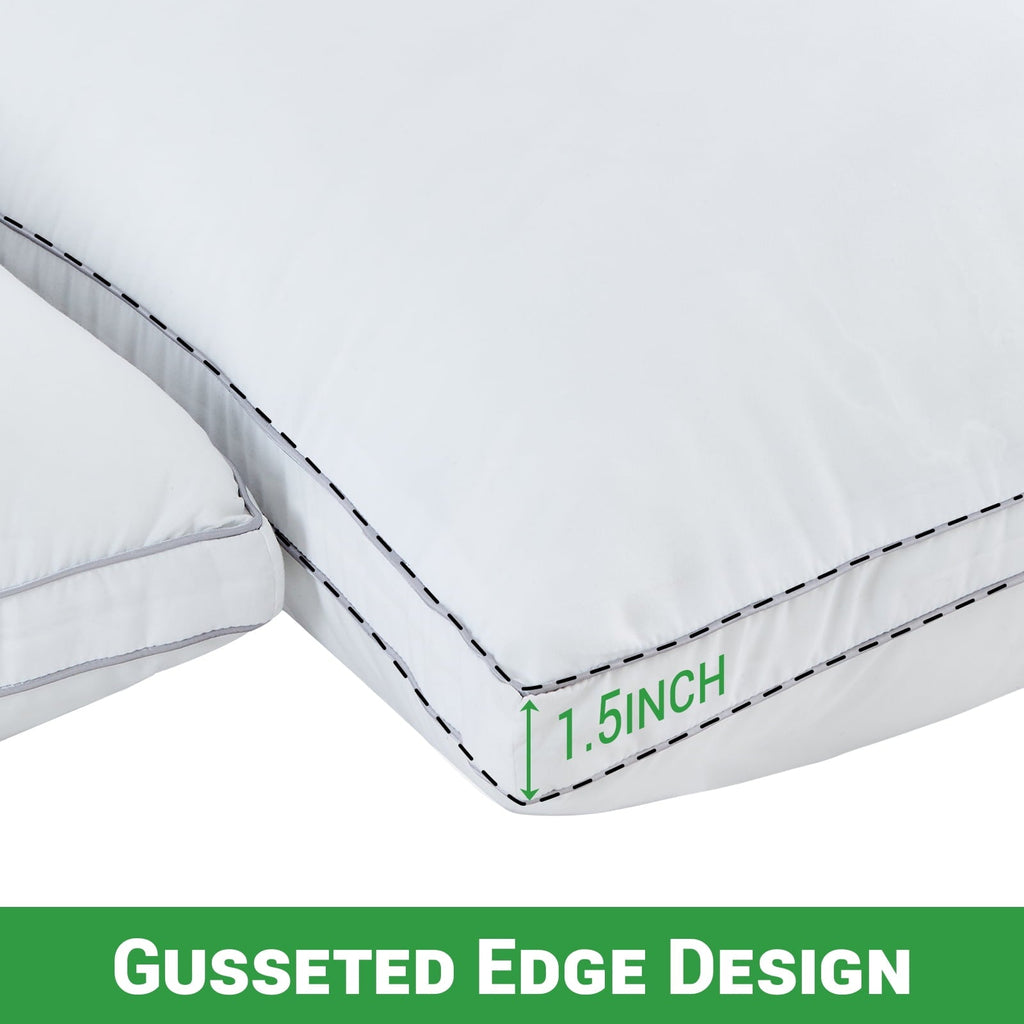 Orthopedic Support 2 Pack Pillows for Bed, Standard Size Pillows Insert for Side and Back Sleepers, Soft Down Alternative Microfiber Fil... - Decorative Throw Pillow Cushion for Sofa & Bed Detail