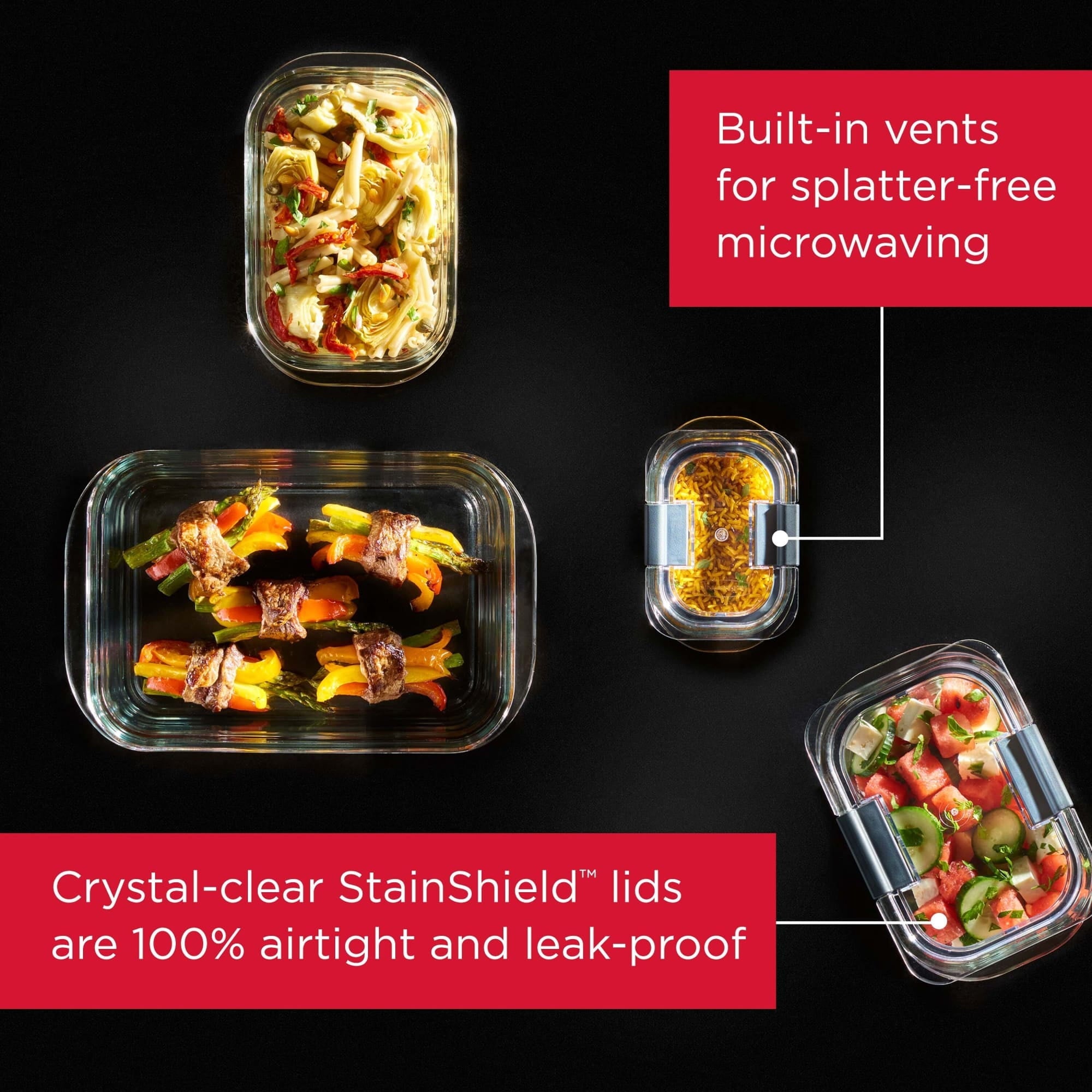 Sweet Treat Shaped 1.3 Cup Stain-Proof Food Storage Container, Set of 2 - Playful Star & Heart Shaped Geometric NeeDoh Detail