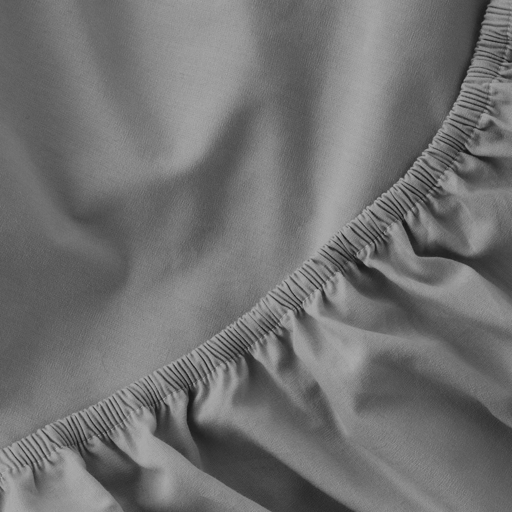Premium Egyptian Cotton Easy Care 300 Thread Count Solid Soothing-Gray CVC Cotton Blend Fitted Sheet, King (Adult) - Luxury Bed Sheet Set with Deep Pockets Detail