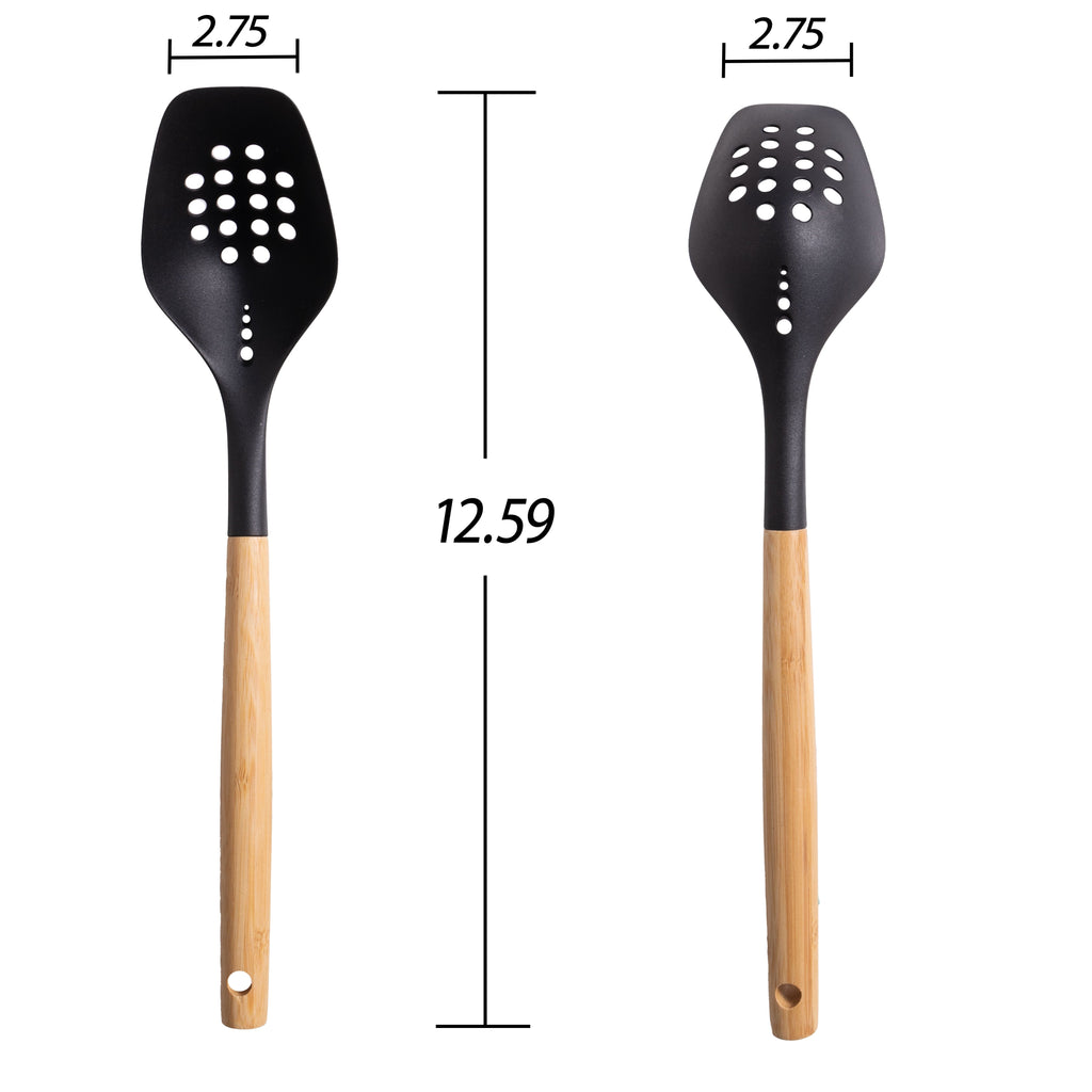 High-Precision Cooking Spoon with Bamboo Handle, 12.6"2.7", & Bamboo, Black - Heavy Duty Stainless Steel Kitchen Shears Detail