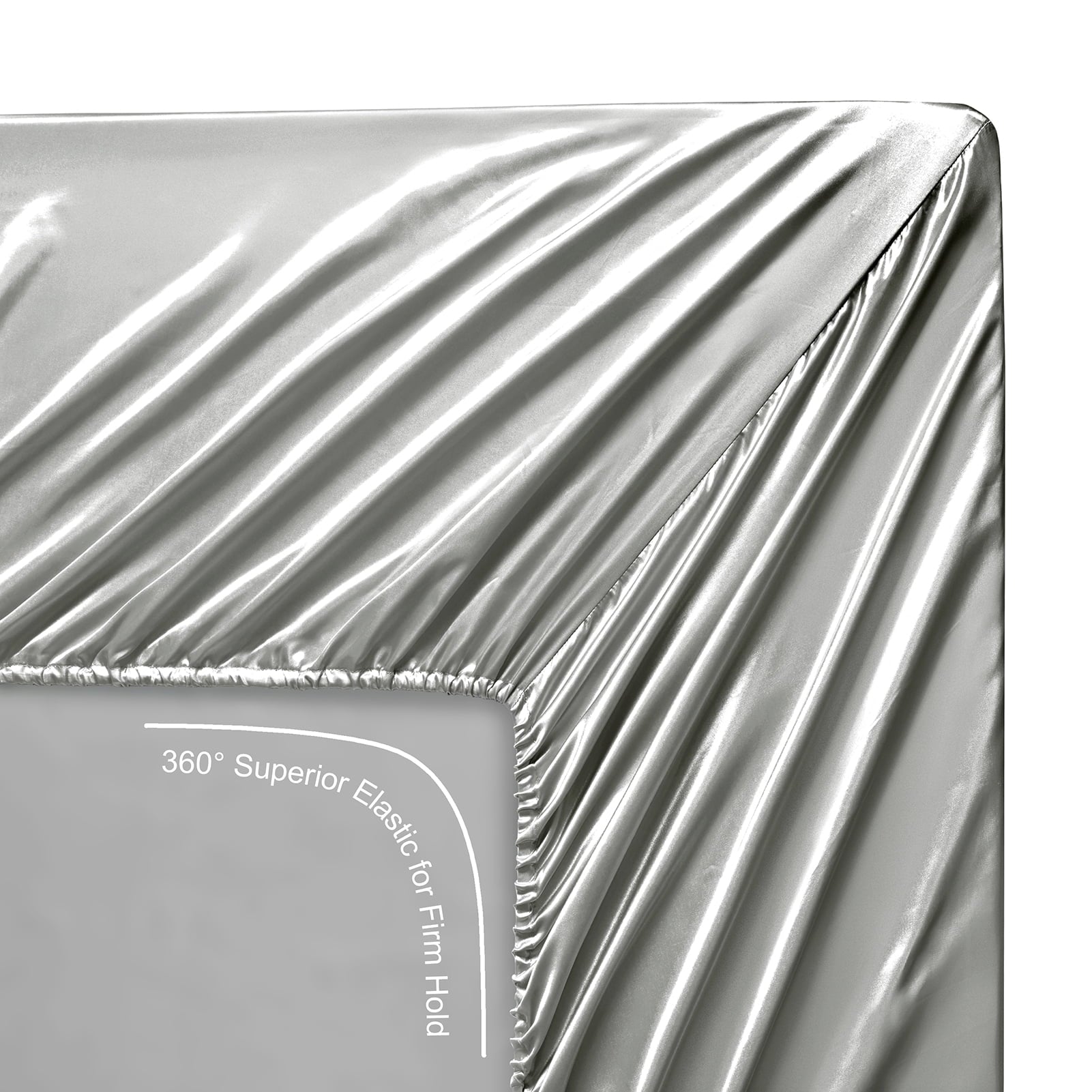 Breathable Luxury Luxury Satin Sheets Set Full Size Light Gray, 4-Piece Bedding Sets with Deep Pockets - Soft and Smooth Satin Bed Shee... - Premium Ultra-Soft Pillowcase Pair for Sleeping Detail