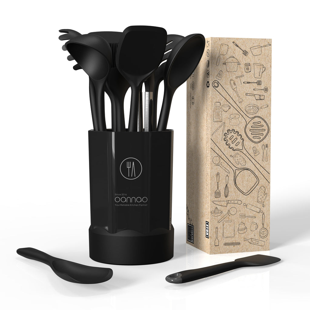 Ergonomic Cooking Silicone Kitchen Utensils Set, 600°F Heat Resistant Silicone Cooking Utensils, Spatula, Spoon, Whisk, Tongs, Kitchen ... - Heat-Resistant Silicone Cooking Spatula Turner Detail