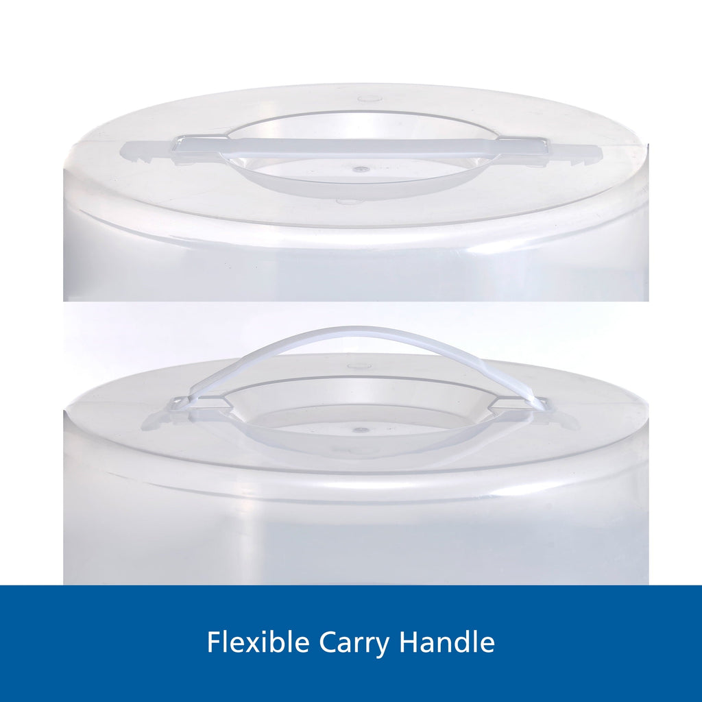 Ergonomic Manual 12 inch Clear Cake Carrier with 2pk 9 inch Gray Round Pans, Carbon Steel - Innovative Kitchen Helper for Modern Cooking Detail
