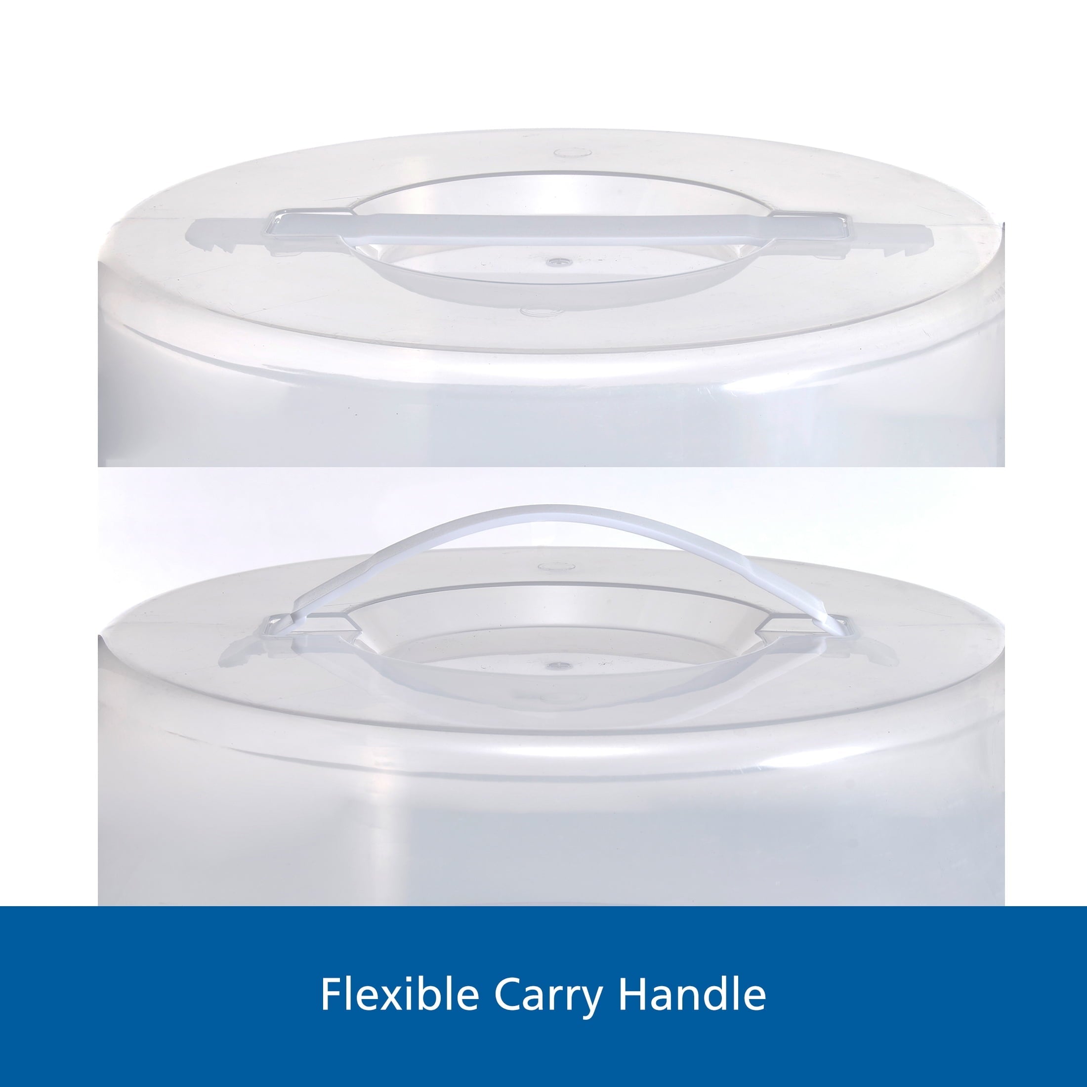Ergonomic Manual 12 inch Clear Cake Carrier with 2pk 9 inch Gray Round Pans, Carbon Steel - Innovative Kitchen Helper for Modern Cooking Detail