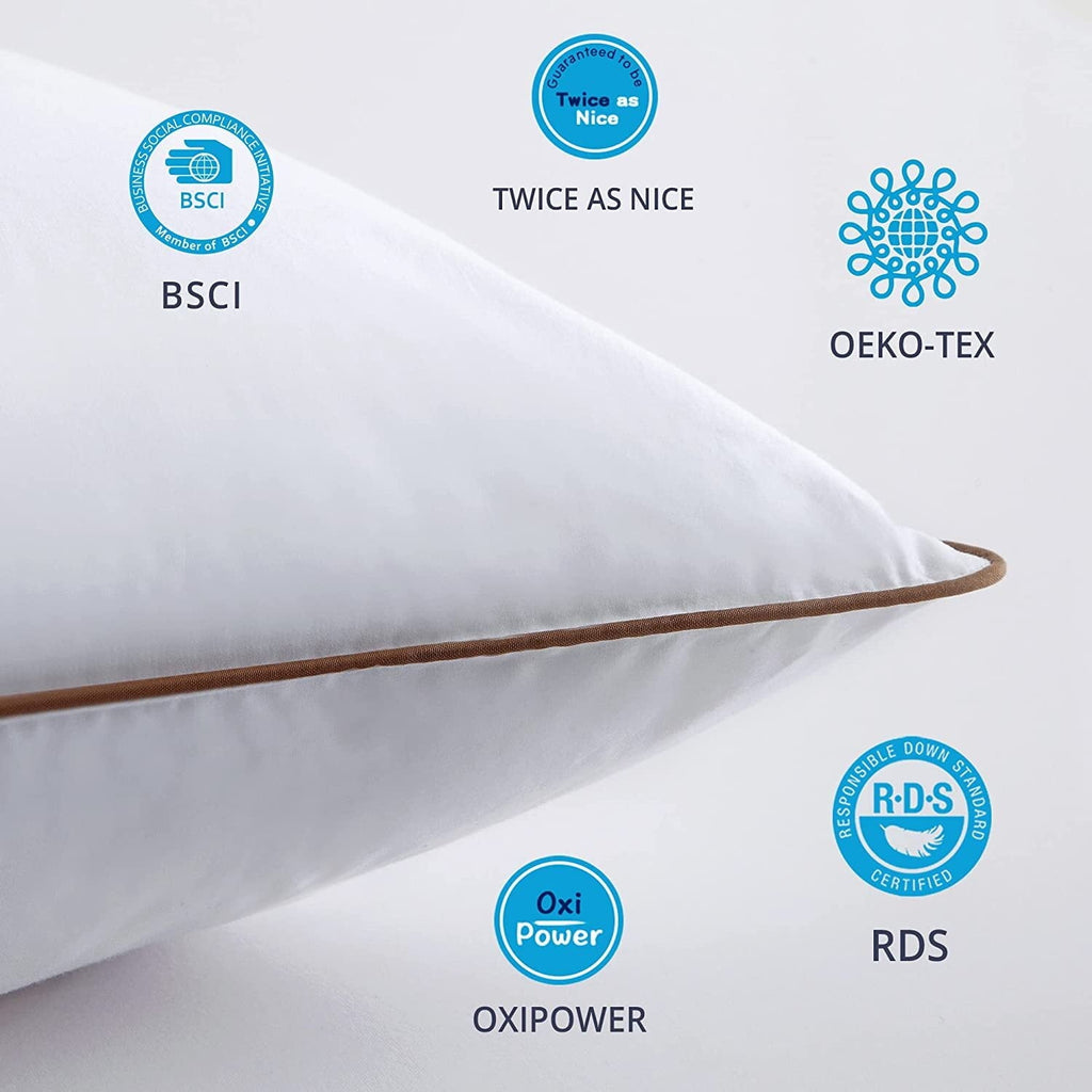 Fluffy Shredded Down Feather Pillows for Bed 20 x 30 Inches Queen Size Set of 2, Medium Firm Luxury Cooling Hotel Collection Feather ... - Decorative Throw Pillow Cushion for Sofa & Bed Detail