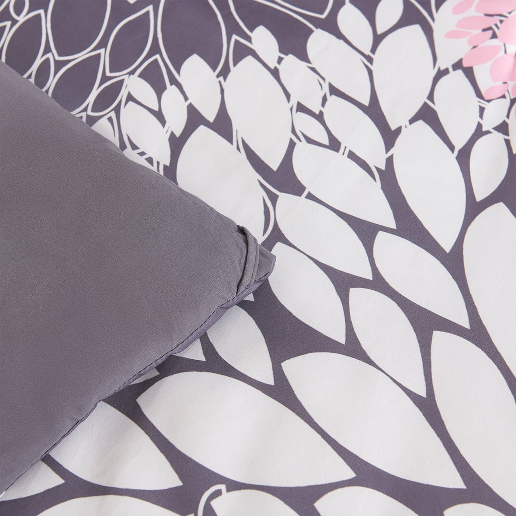 Luxurious Quilted 2 Pieces Pink Floral Comforter Set Twin Size, Botanical Bedding Sets with Cute Flowers Printing for Teen Girls - All-Season Down Alternative Comforter Insert Detail