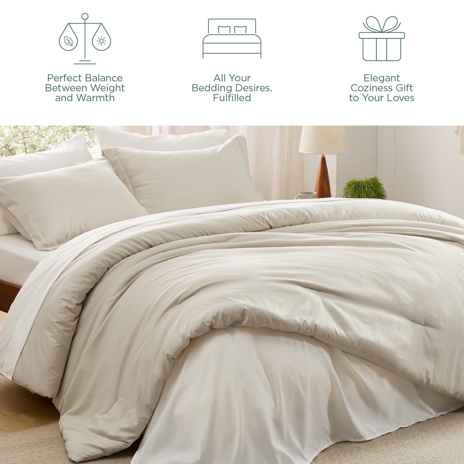 Fluffy Down Alternative Twin Comforter Set Beige, 5 Pieces Lightweight Twin Bedding Sets Boho with Comforter, Sheet, Pillowcase & Sham - Hypoallergenic Ultra-Fluffy Quilt for Winter Detail