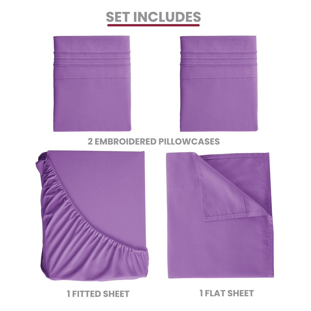 Premium Egyptian Cotton Queen Size Sheets Set Brushed Microfiber High GSM, 4 Piece Sheet Set Upto 16 Inches Deep Pocket Bedding Sheets & Pillow - Luxury Bed Sheet Set with Deep Pockets Detail