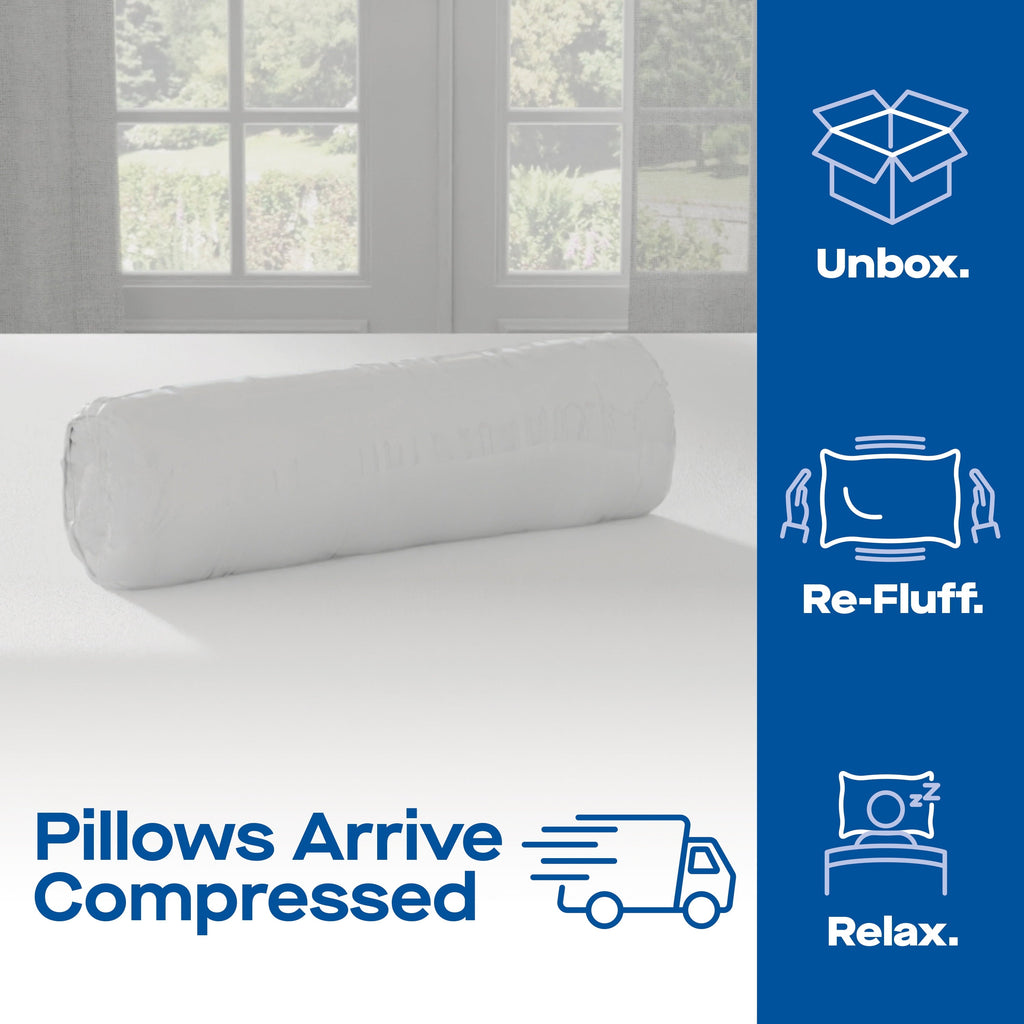 Ergonomic Memory Foam Huggable Support Bed Pillow, Standard- Soft Velvety Cover, Squishable Comfort (2 Count) - Hotel Quality Plush Sleeping Pillows Detail