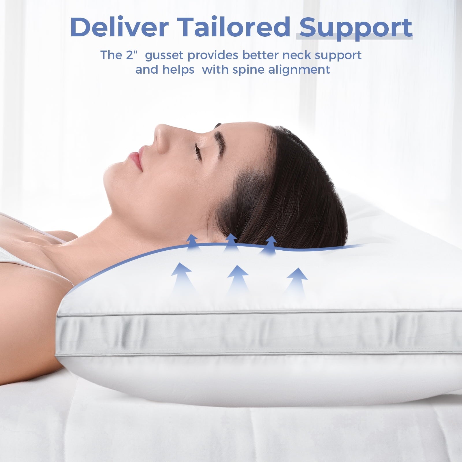 Hotel Collection Bed Pillows King Size Set of 2, Luxury Hotel Quality,Fluffy and Supportive Gusseted Bed Pillows for Side, Back, or St... - Decorative Throw Pillow Cushion for Sofa & Bed Detail