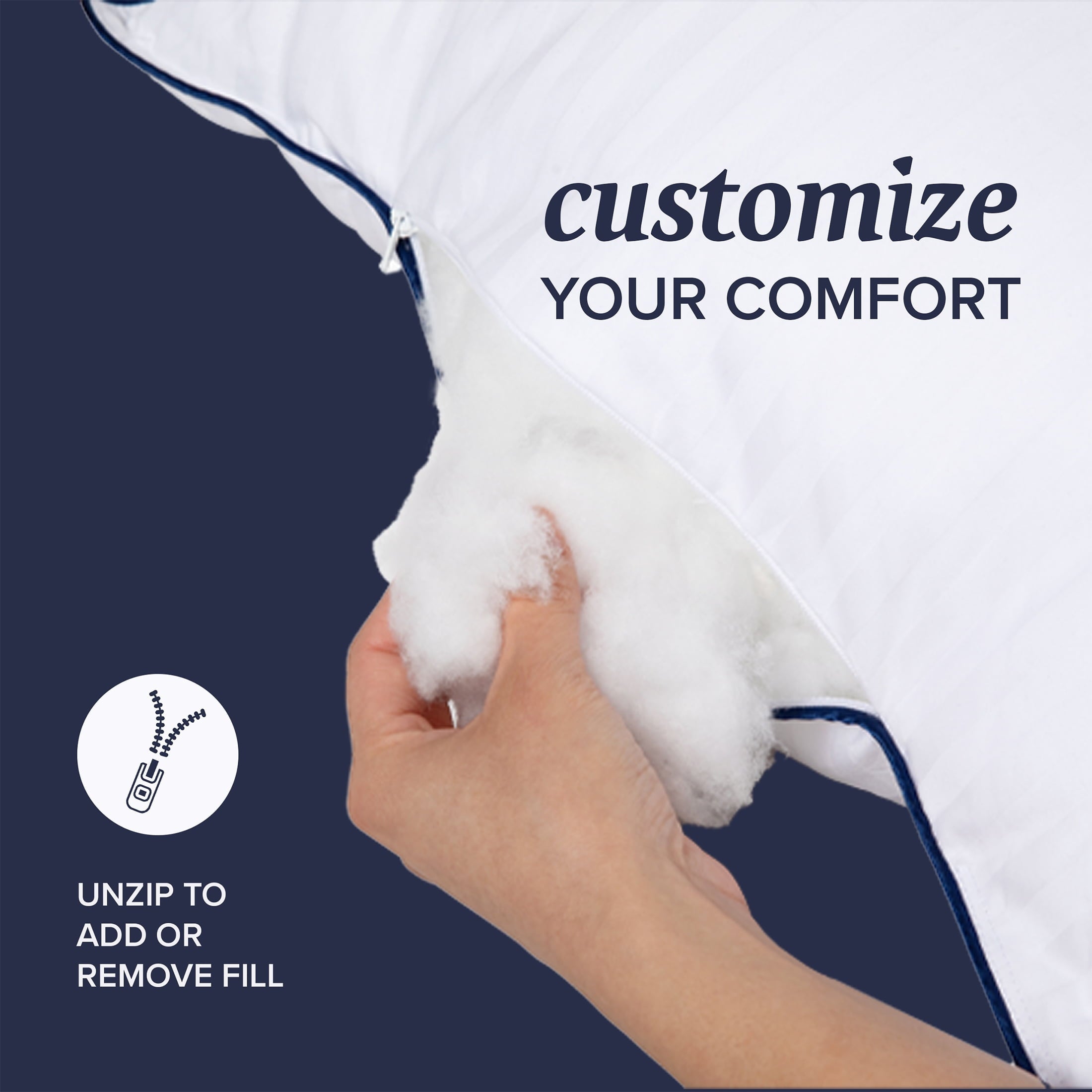 Hotel Collection Customizable Down Alternative Queen Pillow 1 Pack, Adult - Ergonomic Memory Foam Pillow for Neck Pain Support Detail