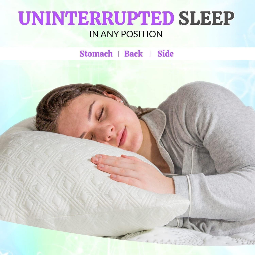 Ergonomic Memory Foam King Size Bamboo Pillow, Memory Foam Bed Pillows with Washable Pillowcases, King - Hotel Quality Plush Sleeping Pillows Detail