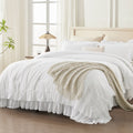 Luxurious Quilted Queen Comforter Set White - 3 Pieces Soft Fluffy Ruffle Bedding Comforter Sets for Queen Bed, All Season Farmhouse Li... - All-Season Down Alternative Comforter Insert - Default Title