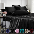 Breathable Luxury Twin Silk Gray Bed Sheet Set Deep Pocket Bed Flat Fitted Sheet, 3-Pieces - Breathable Egyptian Cotton Flat & Fitted Sheets - Default Title