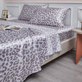Ultra-Soft Satin Sheets Twin Silk Sheets Silver Leopard Bed Sheet Set Deep Pocket Bed Flat Fitted Sheet, 3-Pieces - Cooling Hotel Quality Bedding Sheets and Pillowcases - Default Title