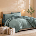 Hypoallergenic Cloud 7-piece Bed in a Bag Comforter Set with Sheets,Sage Green,Full - Luxurious Quilted Duvet Cover Set - Default Title