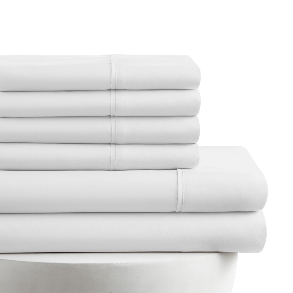 Premium Egyptian Cotton Queen Size 6 Piece Bed Sheet Set White - Ultra Soft Microfiber Deep Pocket Wrinkle Free - Cooling Hotel Quality Bedding Sheets and Pillowcases - Default Title